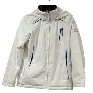 White Blue Ski Snow Jacket Hooded Insulated Winter Coat ZeroXposur Womens M